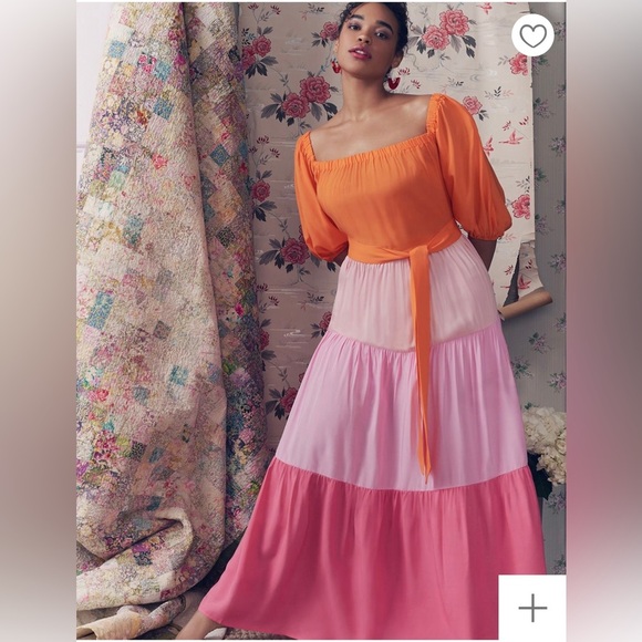 ELOQUII Pink Orange Ombré Off The Shoulder Dress NWOT Size 26 - Picture 4 of 7